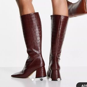 Brown / Burgundy Tall Leather Boots
